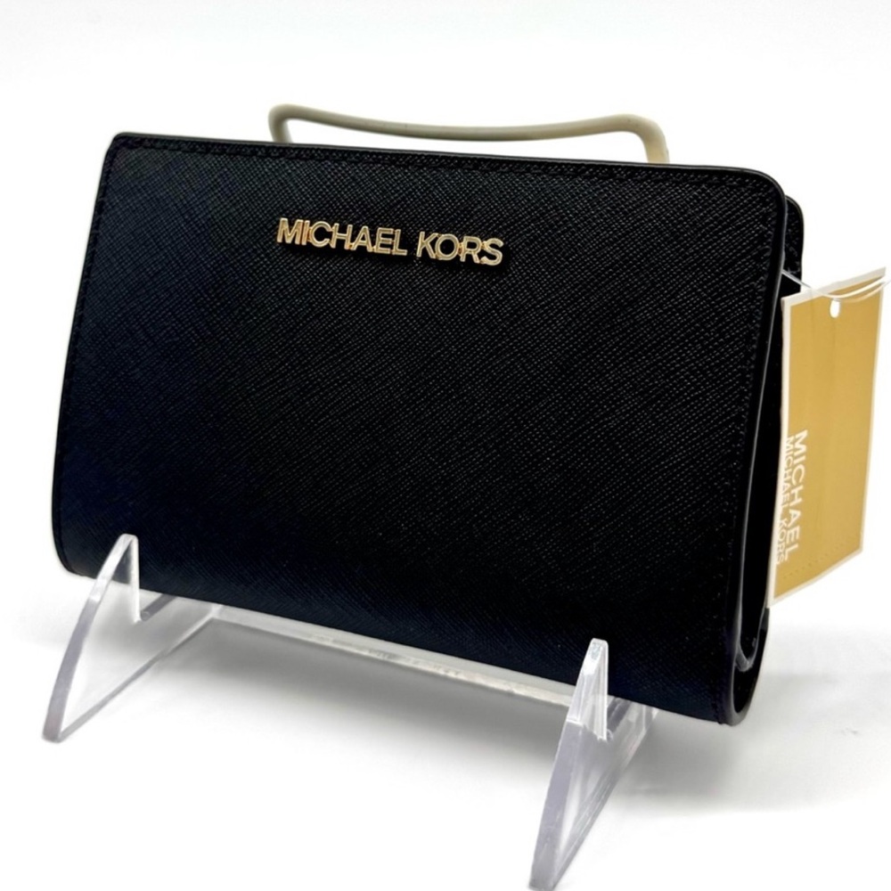 Michael Kors Medium Jet Set Travel Zip Chain Bifold Wallet - Brown Signature - Picture 2 of 9